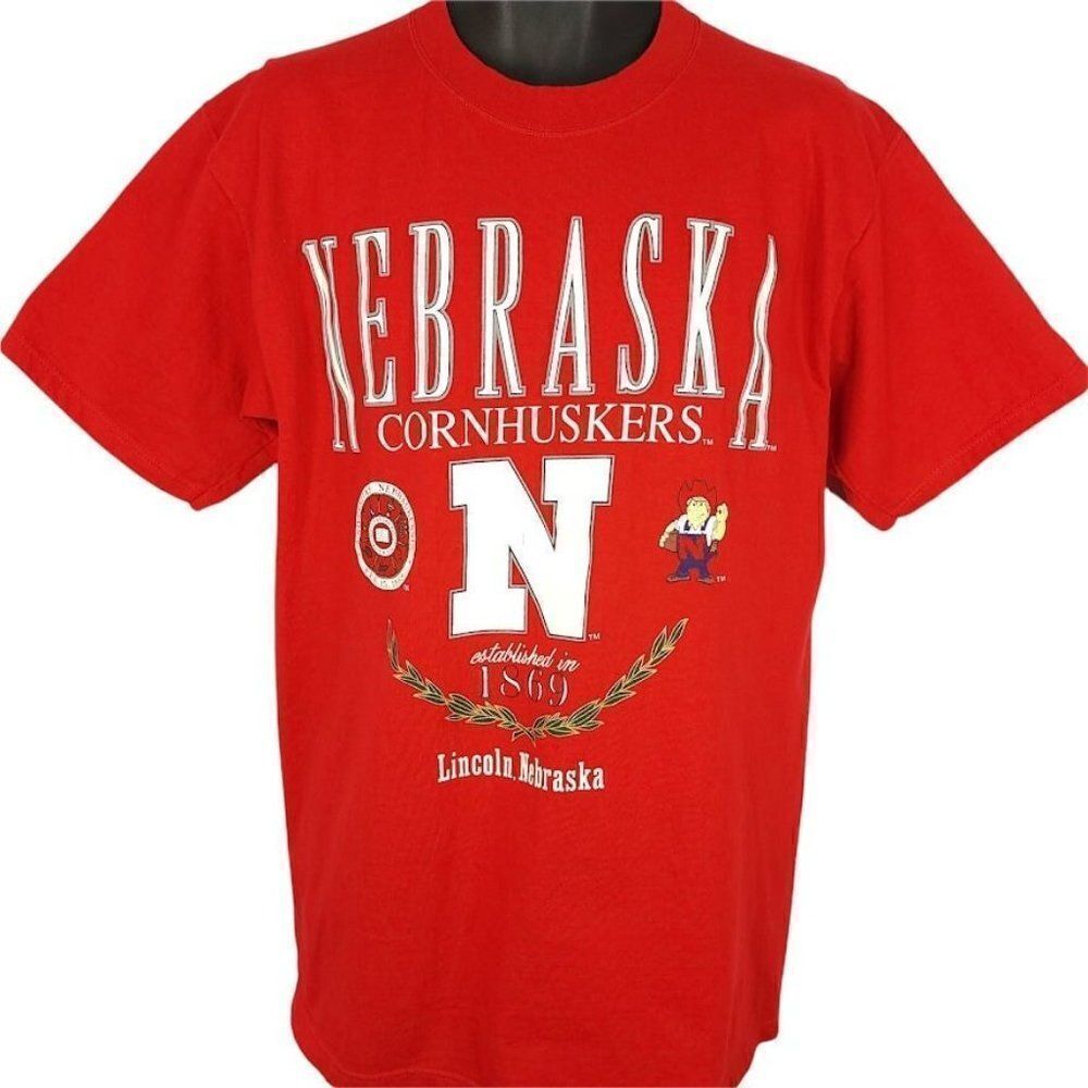 Nebraska Huskers T Shirt Vintage 90s Cornhuskers NCAA Made In USA Mens Medium